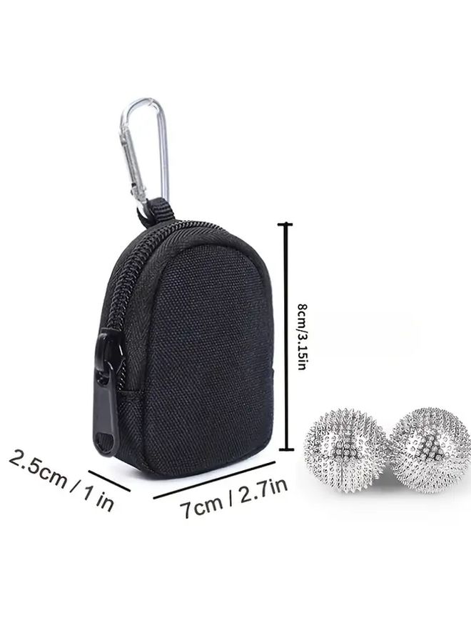 Golden 2pcs Magnetic Hedgehog Massage Set with Storage Bag - Image 1