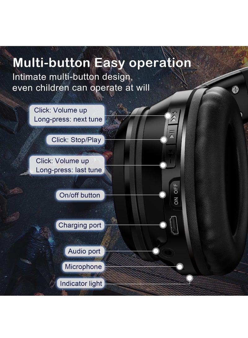 onikuma Bluetooth Wireless Gaming Headset with Mic, Bluetooth Cat Ear Headphones for Kids or Adults, RGB LED Light, for Gaming, Compatible with Mobile Phones PC Tablet - Black - Image 3