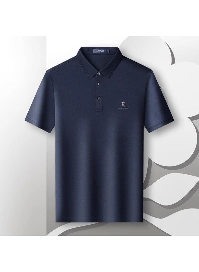 Montagut Men's Short Sleeve Business T-shirt With Mulberry Silk Classic Breathable Polo Shirt Thin 3051 - Image 1