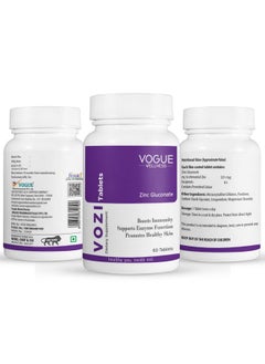 Vogue Wellness Vozi Zinc Gluconate For Immunity Booster, Promotes Healthy Skin (60 No)-(Pack Of 1)  - Image 2
