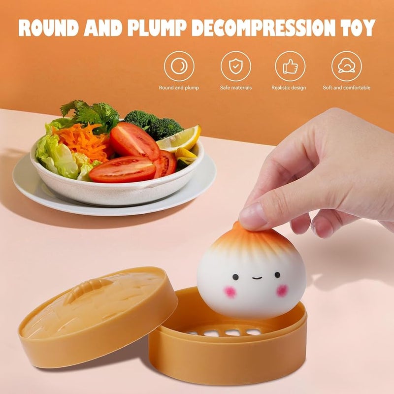 AiSiXin Dumpling Stress Balls for Adults, Dumpling Squishy Toys for Kids, Sensory Toys, Squeeze Dough Ball Stress Relief Toy, Squishy Fidget Toys, Stretchy Stress Ball Squish Toys for ADHD - Image 4