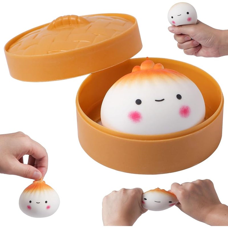 AiSiXin Dumpling Stress Balls for Adults, Dumpling Squishy Toys for Kids, Sensory Toys, Squeeze Dough Ball Stress Relief Toy, Squishy Fidget Toys, Stretchy Stress Ball Squish Toys for ADHD - Image 1