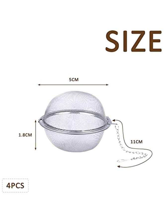 4 Pcs Tea Infuser Stainless Steel Mesh Tea Infuser Filters With Extended Chain Hook And Extra Fine Mesh For Making Loose Leaf Tea And Spices And Condiments  - Image 2