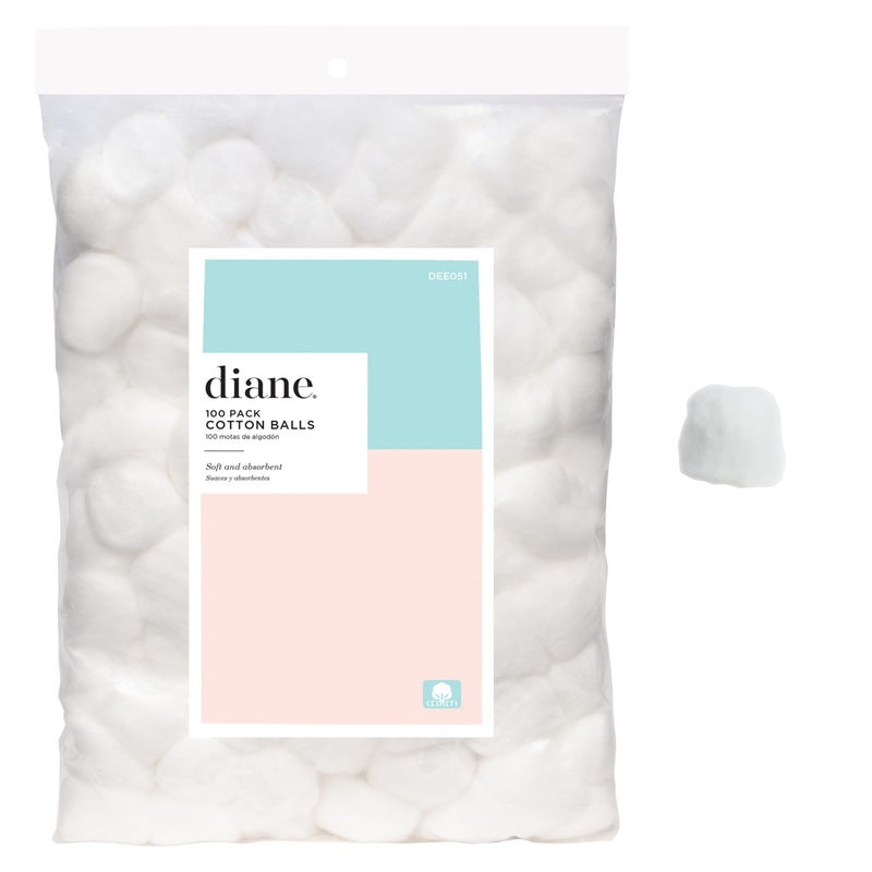 Diane 100% Pure Cotton Balls for Face, Makeup Removal, Nail Polish, Applying Lotion or Powder, First-Aid for Everyday Household Use, 100 Count - Image 1