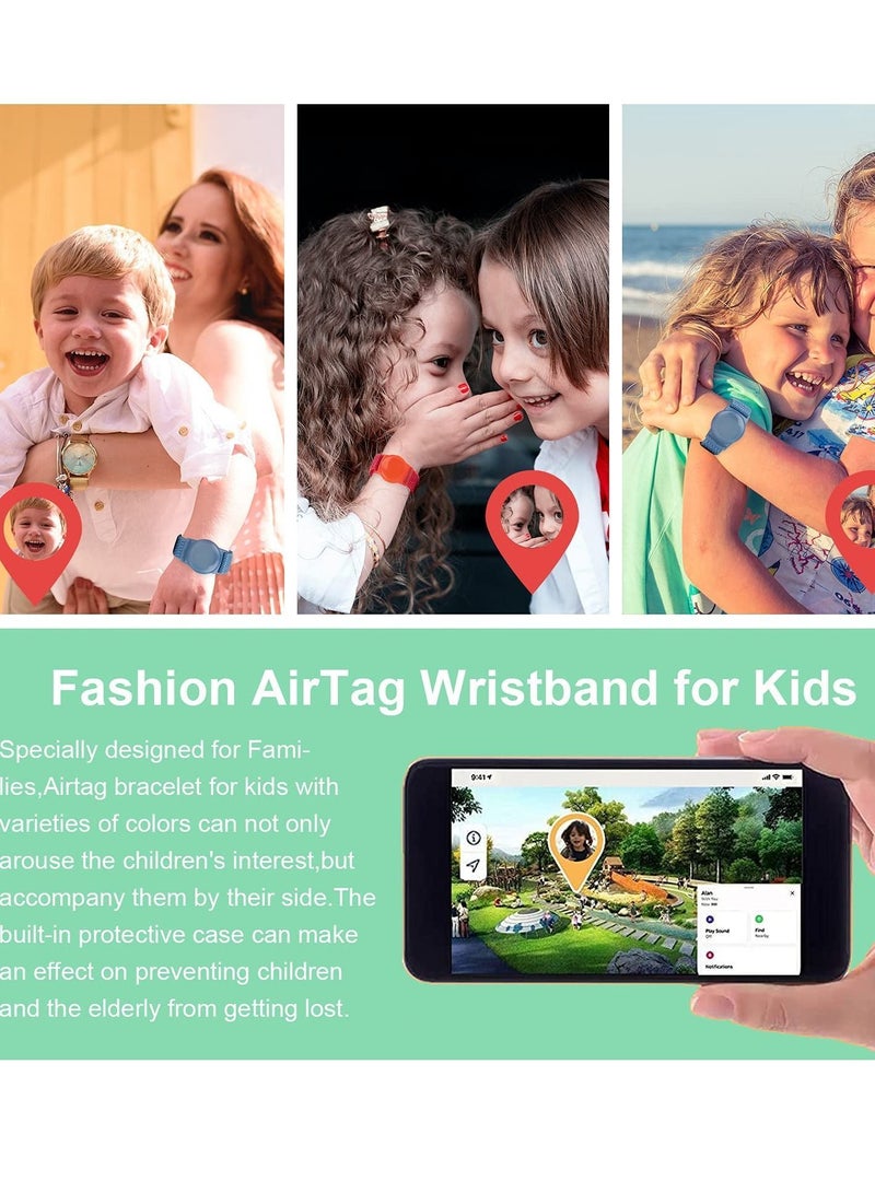 Y&D 2 Piece AirTag Kids Wristband with Adjustable Nylon Strap Holder Protector Breathable Anti Loss Bracelet for Toddler Child Elderly Blue and Red - Image 4