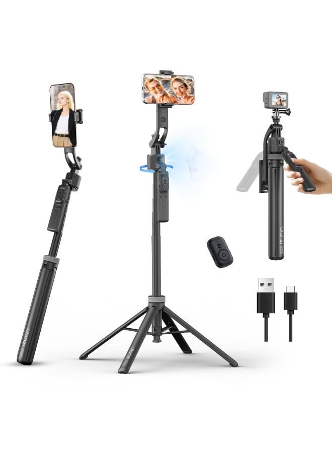 ULANZI TT23 64" Auto Face Tracking Tripod for iPhone/Android with Remote, 360°Rotating Selfie Stick That Follows Your Movement, Facial Recognition Tripod for iPhone 17/16/15/14/13/Android/Camera/GoPro - Image 1
