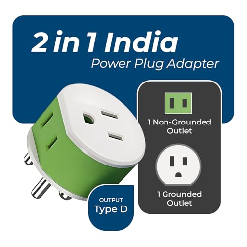 OREI India, Nepal, Maldives Power Plug Adapter with 2 USA Inputs - Travel 3 Pack - Type D (US-10) Safe Grounded Use with Cell Phones, Laptop, Camera Chargers, CPAP, and More - Image 3
