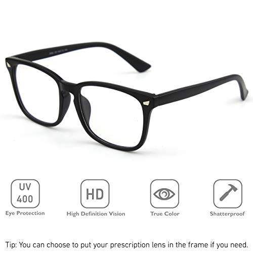 GQUEEN Fashion Glasses Non Prescription Fake Glasses for Women Men Clear Lens Square Matte Black, 201582 - Image 2