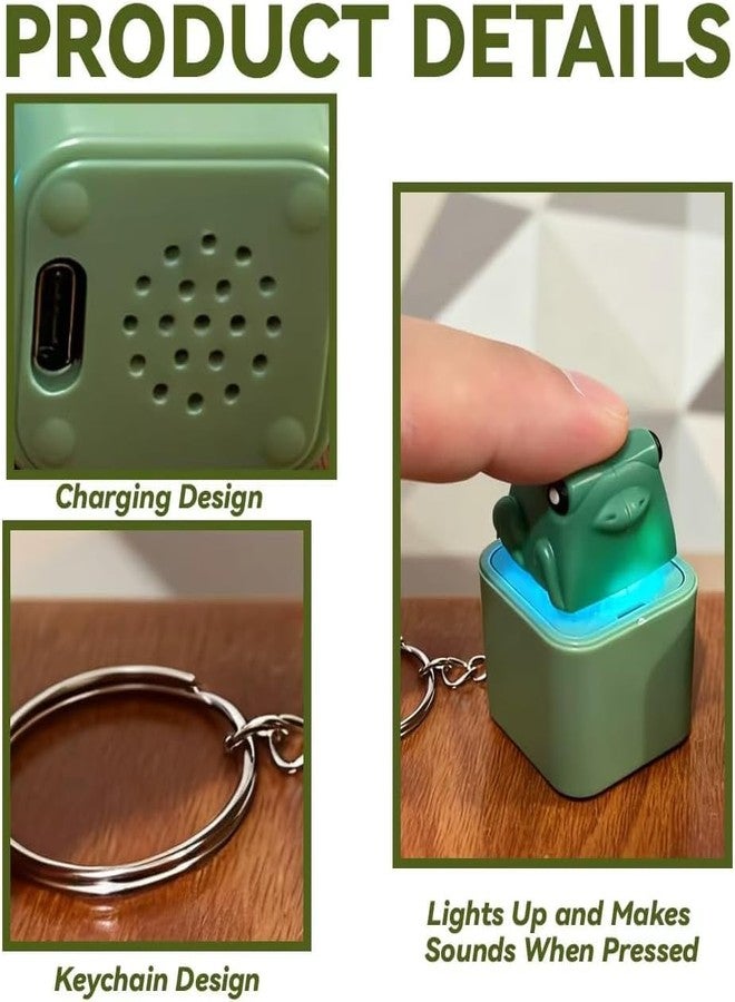 SUNBEET Frog Croaking Fidget Toy, Rechargeable Frog Croaking Keychain with Sound LED Lights, Frog Fidget Clicker, Fun & Portable Anxiety Relief Toy (Frog LED Keychain) - Image 3