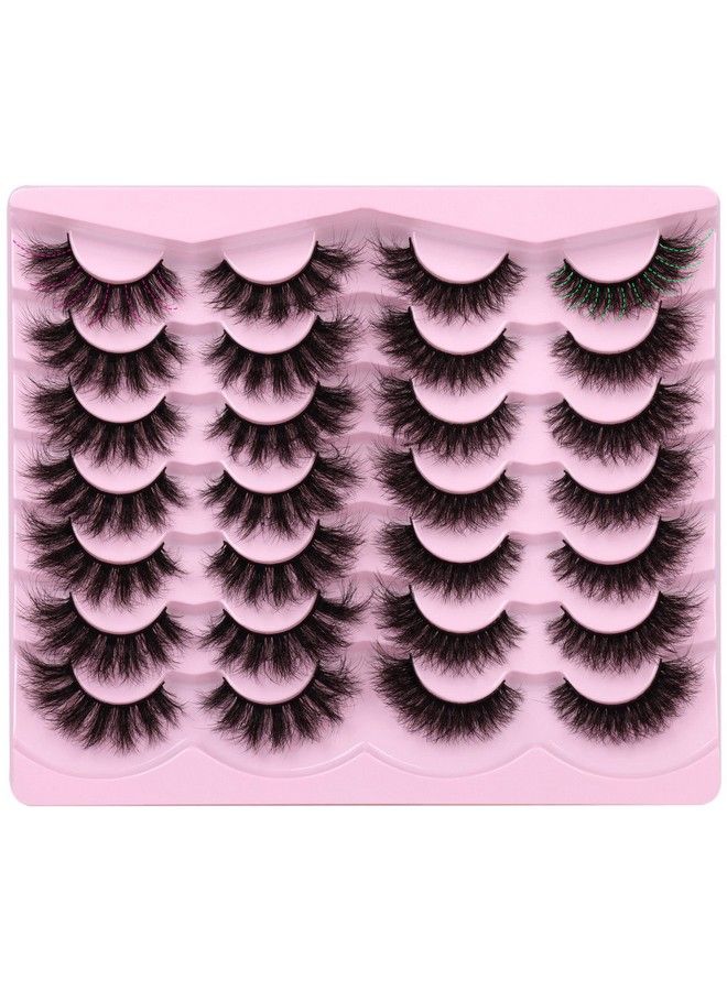 Newcally False Eyelashes Fluffy Wispy Faux Mink Lashes 8D Volume Long Cat Eye Lashes Dramatic 18Mm 2 Styles Mixed Fake Lashes 14 Pairs Pack - Image 2