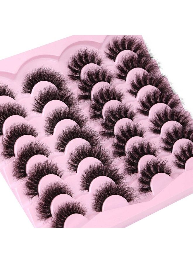 Newcally False Eyelashes Fluffy Wispy Faux Mink Lashes 8D Volume Long Cat Eye Lashes Dramatic 18Mm 2 Styles Mixed Fake Lashes 14 Pairs Pack - Image 4