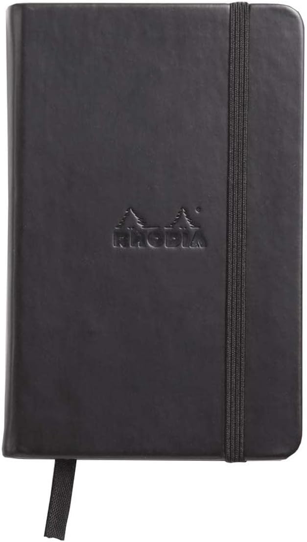 Rhodia Rhodia Webnotebook Webbies  Dot Grid 96 sheets  A6 3 12 x 5 12  Black Italian Synthetic Leather Cover  - Image 1