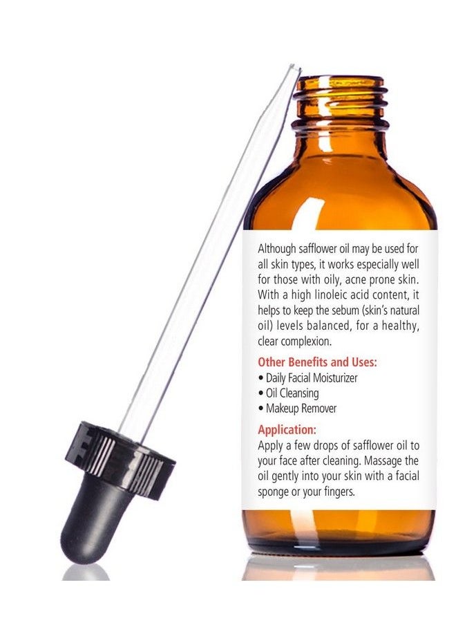 Renewalize - Safflower Seed Oil Face Moisturizer 4 Oz Dark Glass Bottle With Dropper : High Linoleic Facial Serum Regimen For Acne And Oily Skin : Best All Natural Breakout Skincare Treatment For Men And Women - Image 1