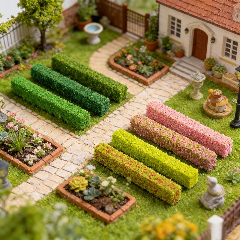 Rose Green 4 Miniature Bush Models for Sandbox Train Scene Decor - Image 4