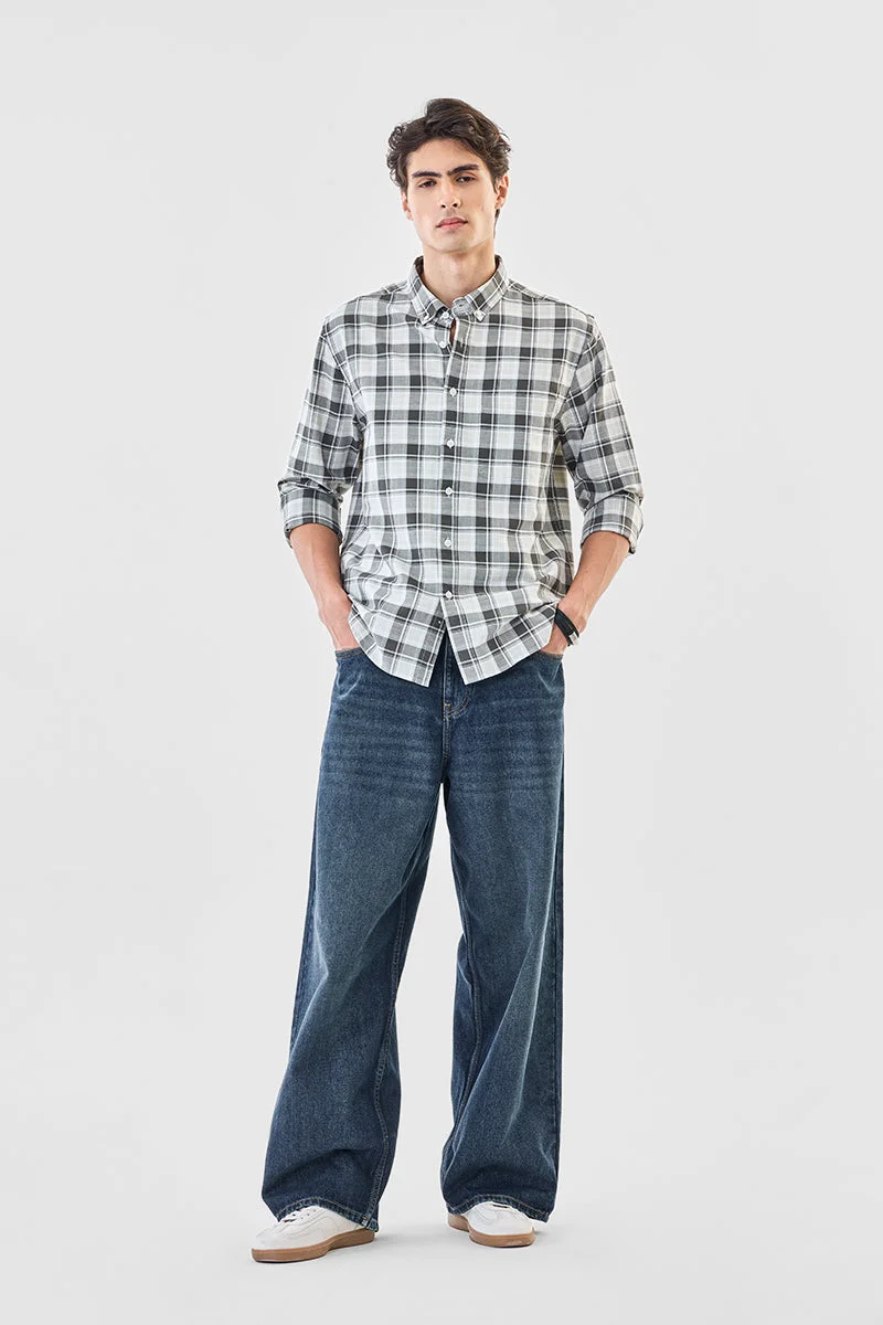 SNITCH Grey Checkered Long Sleeve Regular Fit Shirt