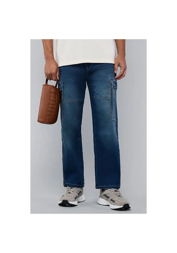 R&b  Washed Cargo Jeans with Drawstring Waist for Men | Best Price UAE