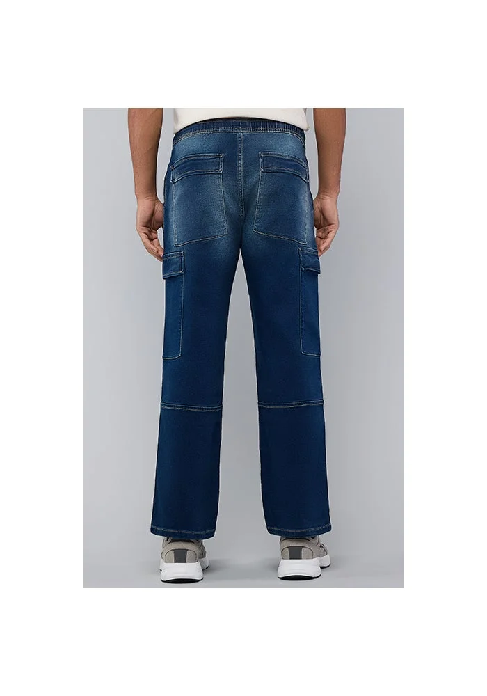 R&b  Washed Cargo Jeans with Drawstring Waist for Men | Best Price UAE