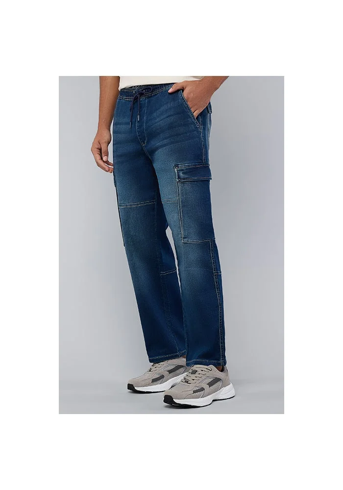 R&b  Washed Cargo Jeans with Drawstring Waist for Men | Best Price UAE
