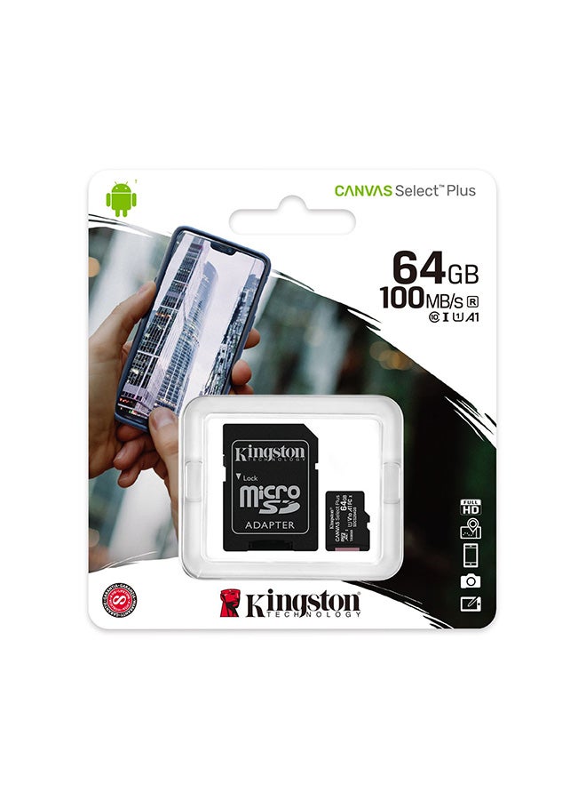 كينغستون بطاقة ذاكرة مايكرو إس دي كانفاس سيلكت بلس مع محول - Image 3