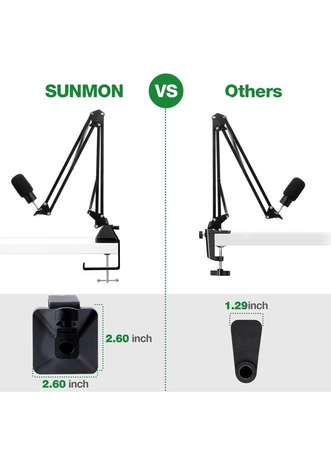 SUNMON Heavy-Duty Metal Table Mount Clamp, Desk Table Mount C Clamp For Microphone Mic Suspension Boom Scissor Arm with Adjustable Screw, Fits up to 2.48 inches/6.2cm Desktop Thickness - Image 4