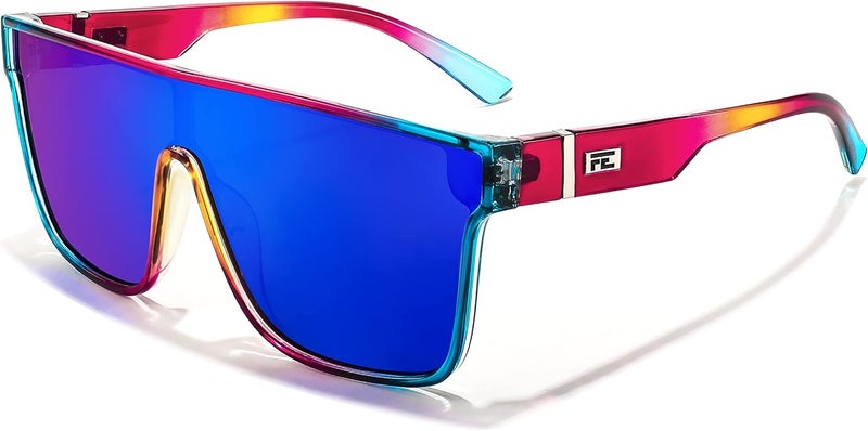 FEISEDY Fashion Flat Top Sunglasses Trendy Oversized Square Shades Women Men UV400 B2996 - Image 1