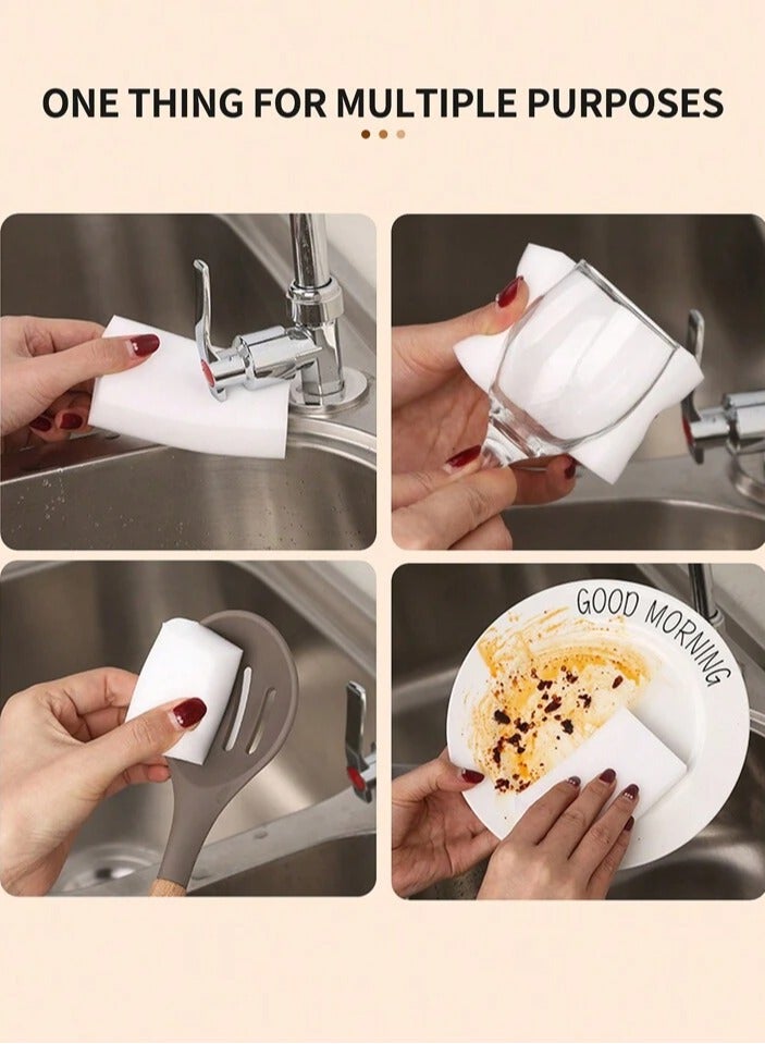 5 Pack Magic Multi-Purpose Cleaning Sponge Removes Tough Stains Without Detergents Ideal for Kitchens, Bathrooms, Walls and More - White - Image 5