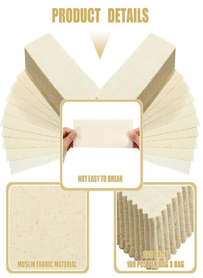 Loopeer 300 Pcs Natural Muslin Epilating Face Wax Strips Hair Removal Eyebrow Precut Body Facial Cotton Wax Cloth Strip for Women Men(8 x 2.8 Inch) - Image 3