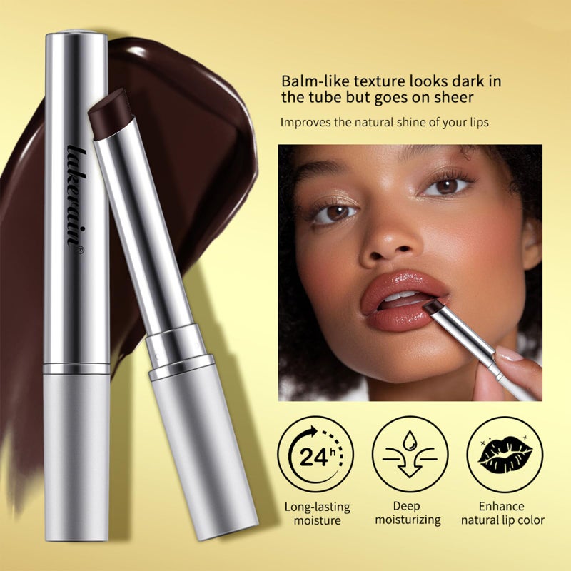 BAISEN DIARY 3PCS Honey Lipstick Tinted Lip Balm - Sheer Hydrating Lipstick for All Skin Tones - Moisturizing Lip Color, Nourishing Lip Balm with a Hint of Natural Black Cherry Tint (Black & Nude & Pink) - Image 2