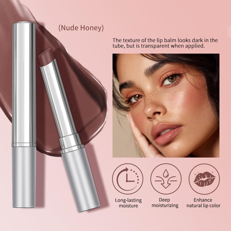 BAISEN DIARY 3PCS Honey Lipstick Tinted Lip Balm - Sheer Hydrating Lipstick for All Skin Tones - Moisturizing Lip Color, Nourishing Lip Balm with a Hint of Natural Black Cherry Tint (Black & Nude & Pink) - Image 3