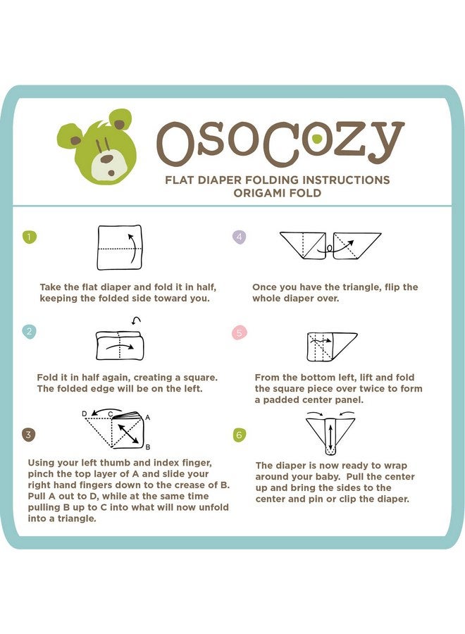 أوسوكوزي حفاضات OsoCozy القماشية المسطحة المبيضة Birdseye (12 قطعة) - 27.5 × 30.5 بوصة، حفاضات أطفال من القماش المسطح بطبقة واحدة مصنوعة من قطن Birdseye الناعم والمتين بنسبة 100% - Image 5