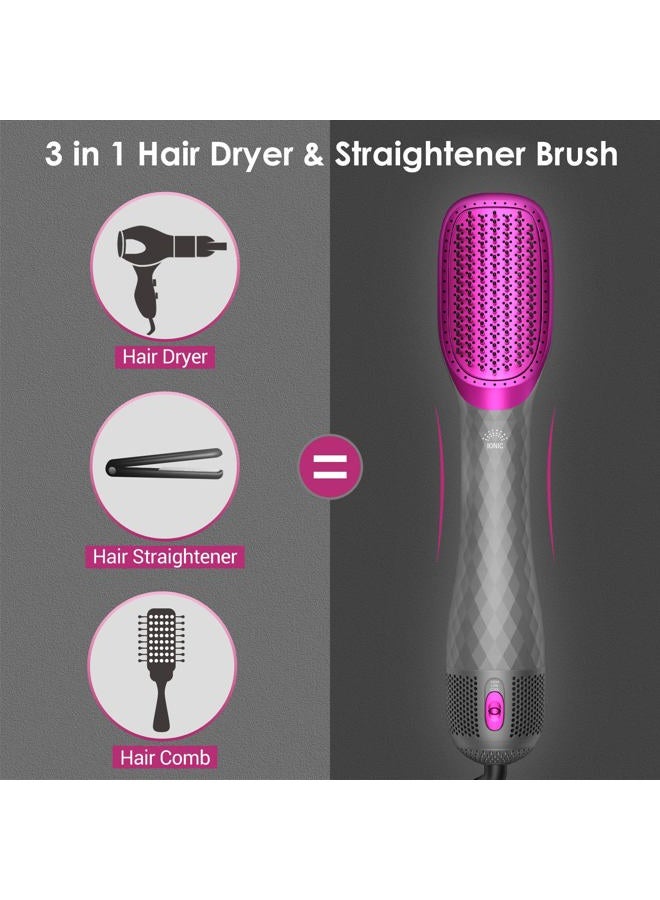 APOKE 3 in 1 Hair Dryer Brush Professional 1200W Powerful Ceramic Tourmaline 3 Heat/2 Speed Settings One Step Hair Dryer and Styler (Gray)  - Image 4
