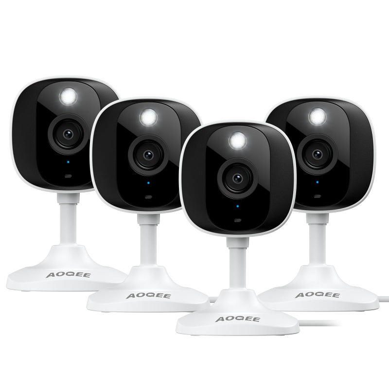 AOQEE 2K Cameras for Home SecurityOutdoorIndoor Camera for DogCatPetNannyBabyElderly Color Night Vision White Light Siren 247 SD Recordings Works with Alexa Plug in C1White4pack24G - Image 2