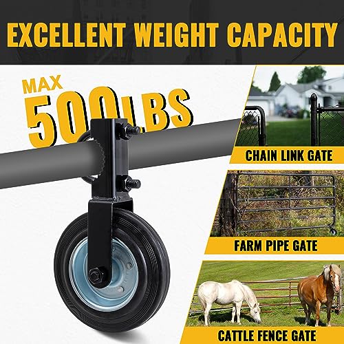 VIVIDA 6" Gate Helper Wheels for Metal Tube Gate, Heavy Duty Farm Wheels with 1-5/8" Thru 2" Pipe Frames, for Swing Chain Link Fence, Black, 1 PCS - Image 4