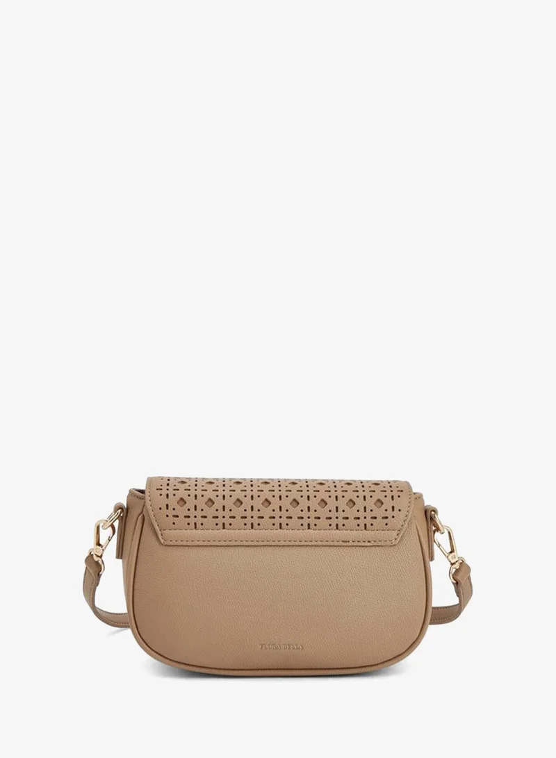 Flora Bella By Shoexpress WHITE Crossbody Bag With Adjustable Shoulder Strap With Laser Cut Design for Women | Best Price UAE