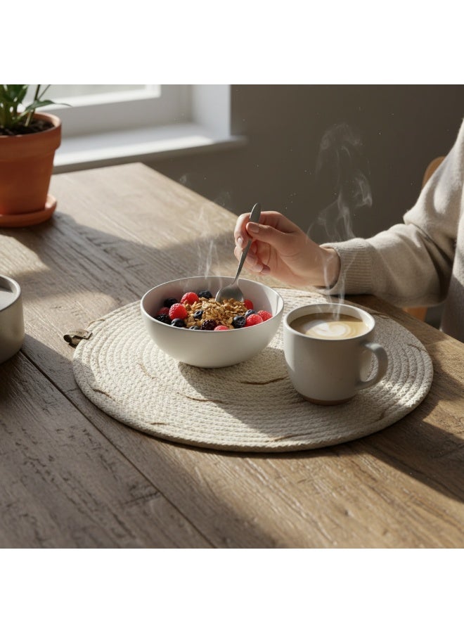 هوم برو مفرش طاولة دائري منسوج – قاعدة طعام طبيعية مقاومة للحرارة لديكور المائدة - Image 5