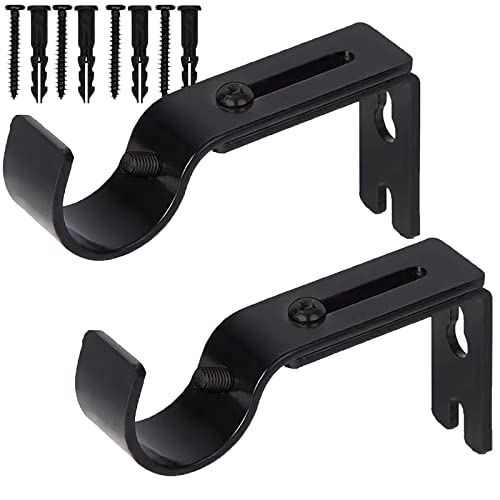 Boxdljh Premium Curtain Rod Brackets - 2 Pack Adjustable Wall Mounts, Curtain Rod Holders for 1 Inch Rod (Black) - Image 1
