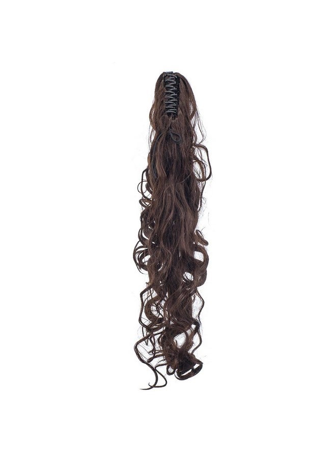 SWACC - SWACC 24-Inch Long Messy Curls Claw Clip Ponytail Extensions Synthetic Clip in Drawstring Curly Ponytail Hairpiece Jaw Clip Hair Extensions (Dark Brown-4#) - Image 1