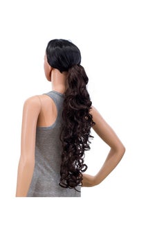 SWACC SWACC 24-Inch Long Messy Curls Claw Clip Ponytail Extensions Synthetic Clip in Drawstring Curly Ponytail Hairpiece Jaw Clip Hair Extensions (Dark Brown-4#)  - Image 3