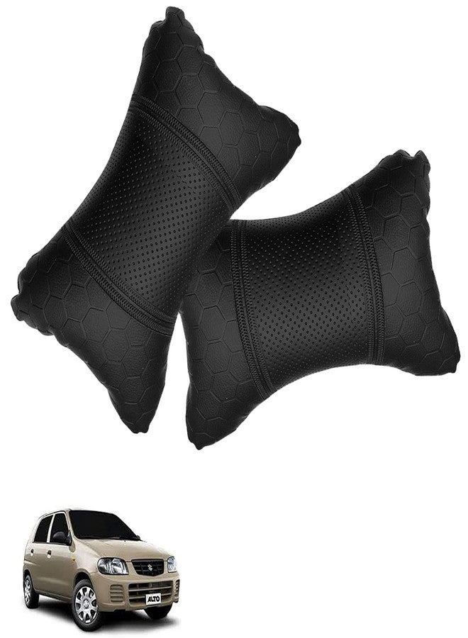 Adroitz Car Neck Rest Football Design Black Pillow/Cushion (Set of 2) for Alto_PR334 - Image 1