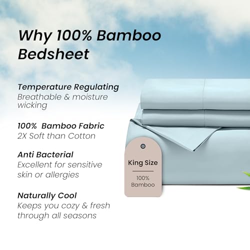 Mush 100% Bamboo King Size Bed Sheet 108x108 inches | 400TC Premium Bamboo Bedsheet for Double Bed | Ultra Soft, Natural Breathable & Cooling Double Bed Luxury Sheets | Pack of 1, Arctic Teal - Image 3