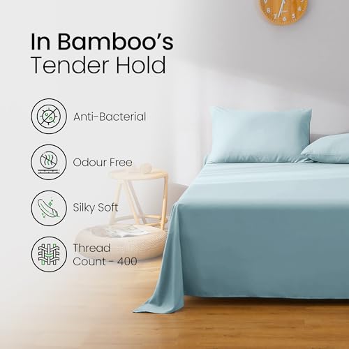 Mush 100% Bamboo King Size Bed Sheet 108x108 inches | 400TC Premium Bamboo Bedsheet for Double Bed | Ultra Soft, Natural Breathable & Cooling Double Bed Luxury Sheets | Pack of 1, Arctic Teal - Image 5