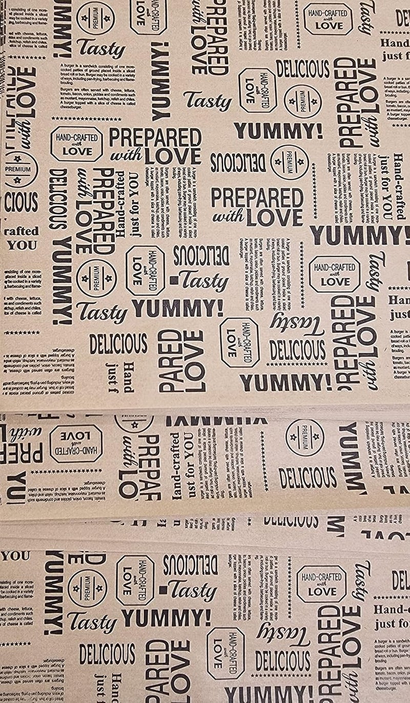 Inditradition Food-Grade Brown Food Wrapping Paper Sheets, Leak-Proof (Pack of 250 Sheets, 11 x 12, Newspaper Print) - Image 2