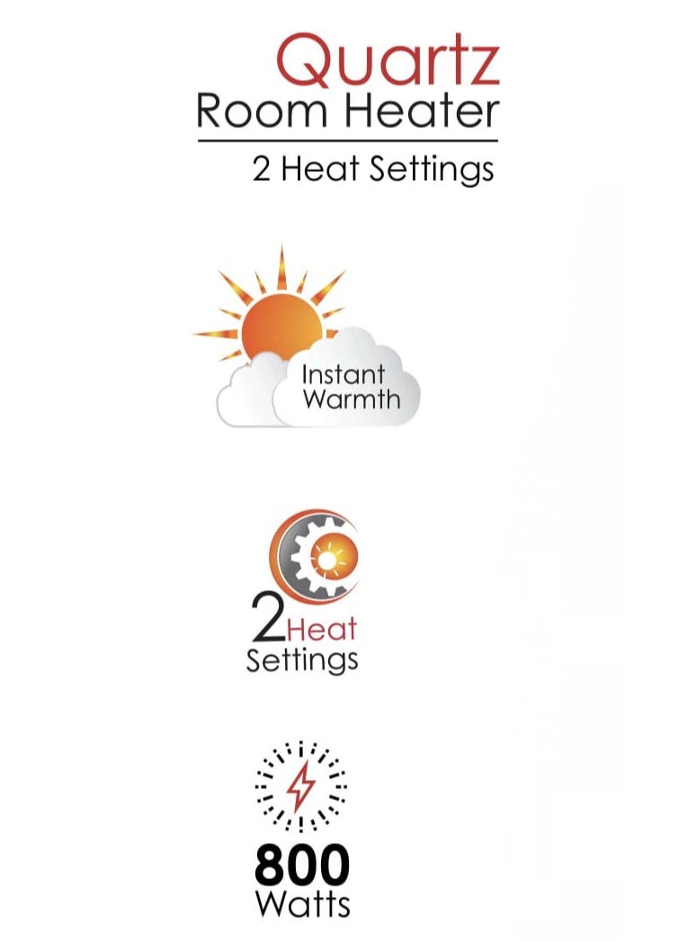 Generic - Quartz Room Heater 800W with 2 Heat Settings, Instant Warmth, Portable Design for Home and Office Heating - Ideal for Cold Seasons - Image 1