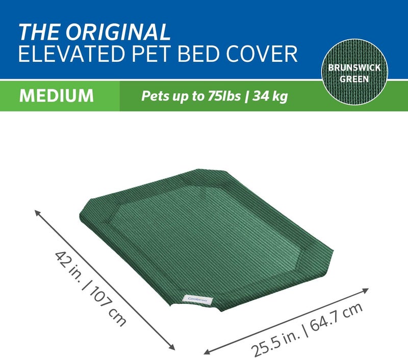 Coolaroo Replacement Cover for The Original Elevated Pet Bed - Medium, Brunswick Green - Image 3