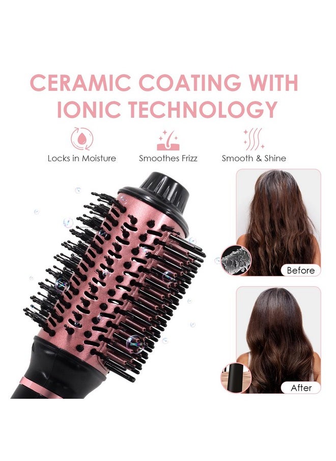 BANGMENG Blow Dryer Brush, 4 In 1 Hair Dryer Styler For Medium Long Hair, 2.5 Inch Oval Ceramic Barrel One Step Hot Air Brush For Blow Drying Straightening Volumizing, Less Frizz, More Shine 