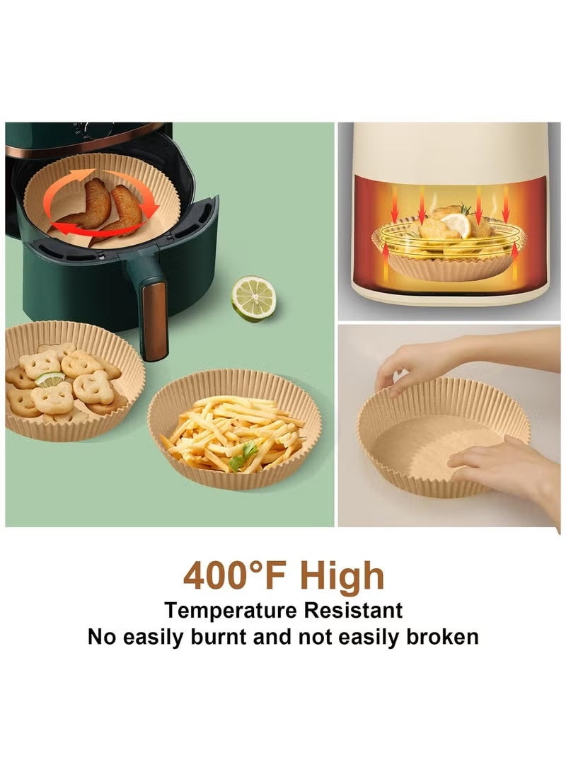 Air Fryer Disposable Paper Liner, 100 PCS Non-stick Disposable Air Fryer Liners, Parchment Paper for Air Fryer Oil-Proof Water-proof Food Grade Liner for Baking Roasting Microwave (6.3 Inch, Natural) - Image 5