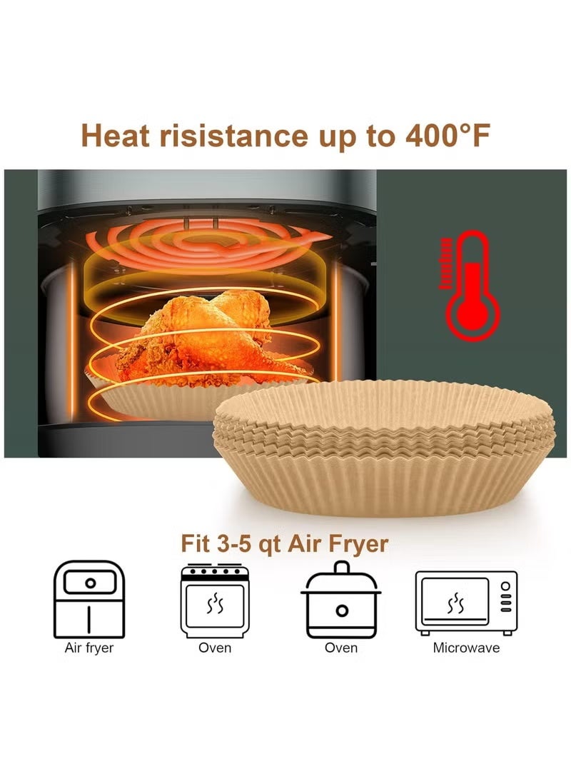 Air Fryer Disposable Paper Liner, 100 PCS Non-stick Disposable Air Fryer Liners, Parchment Paper for Air Fryer Oil-Proof Water-proof Food Grade Liner for Baking Roasting Microwave (6.3 Inch, Natural) - Image 4