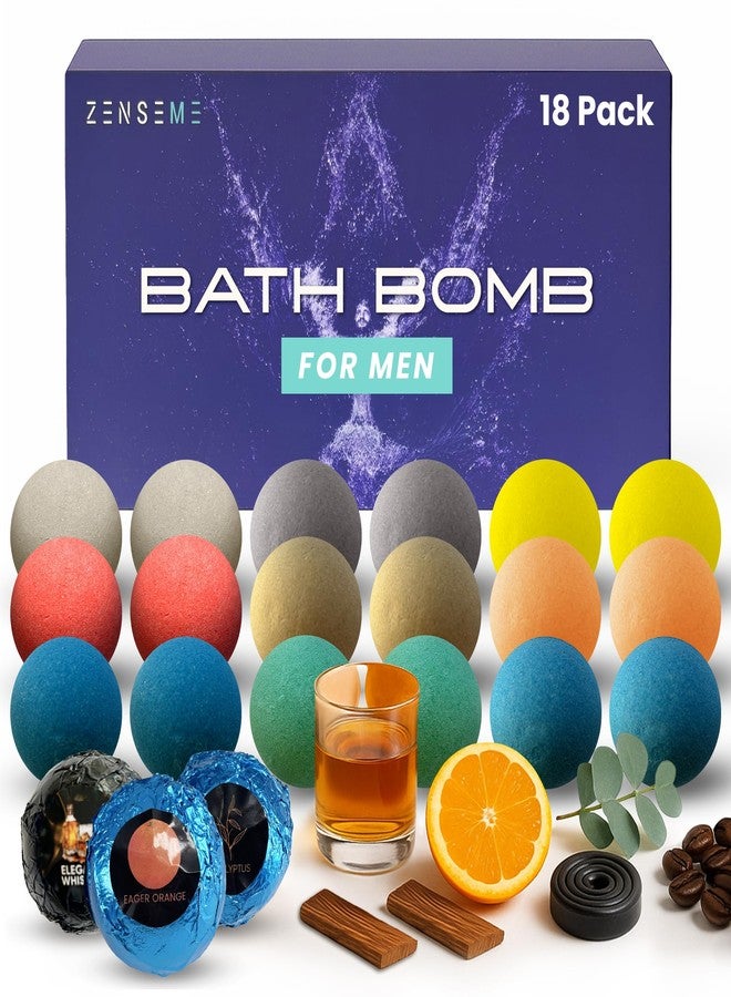 ZenseMe Bath Bombs for Men - Gift Set of 18 Scented Handmade Natural Bath Bombs of 2.5 oz w/Essential Oils, Unique Manly Scents, for Boyfriend, Husband, Father - 18 Pack - Image 1