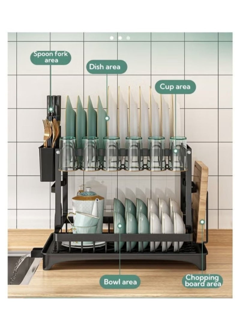 Huitich Dish Rack For Kitchen Counter Top Organizer With Sink Drainer And Cutlery Shelf - Image 5