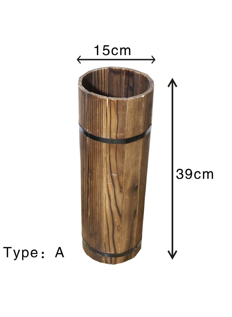 FFD Wooden Cylendrical Shaped Flower Vase Planter Round Planting Pots Garden Plant Pot Wood Made Flower Container For Garden Home Decor - Image 4
